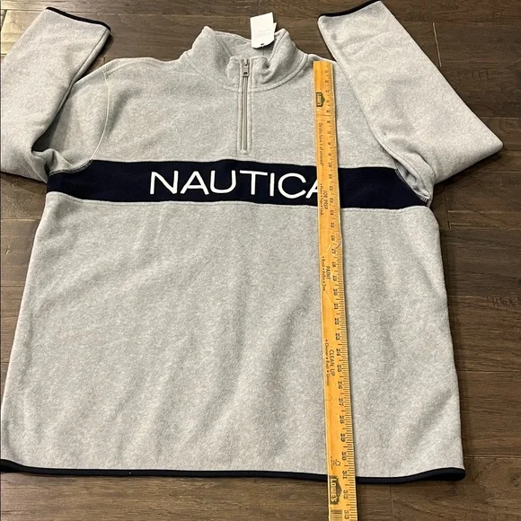 Nautica Nautex Fleece 1/4 Zip Sweatshirt Shirt gray blue new Mens Size XXL - Picture 7 of 14